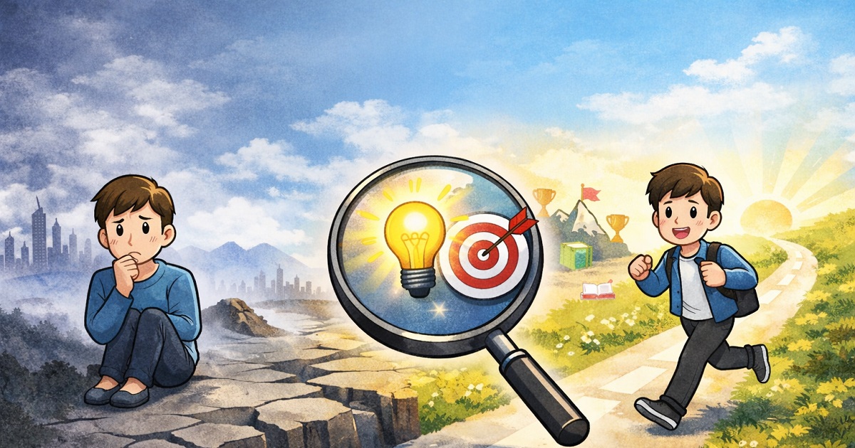 やりたいことで悩む前進する画像