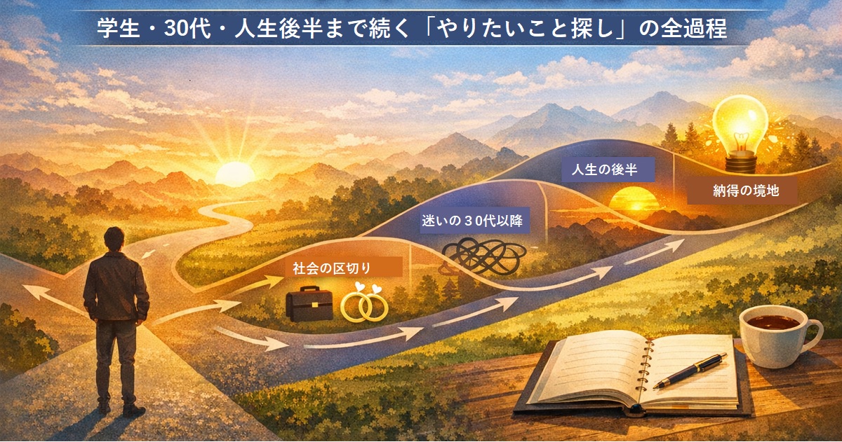 「やりたいこと探し」の全過程のイラスト